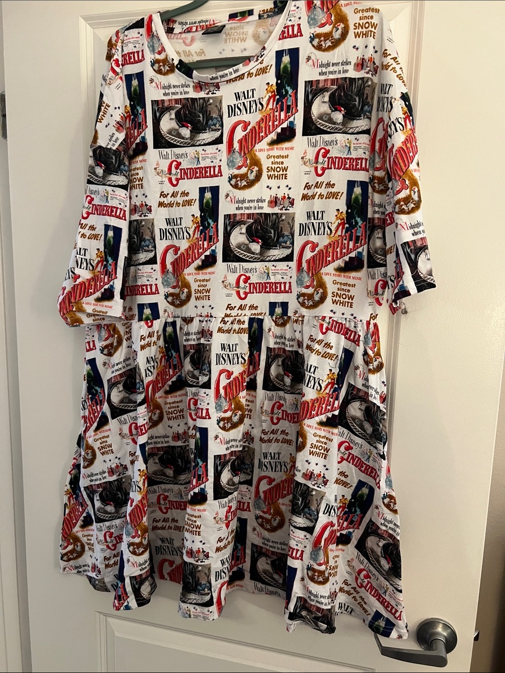 Disney Cinderella Graphic Short Sleeve Tee Dress - White Multi